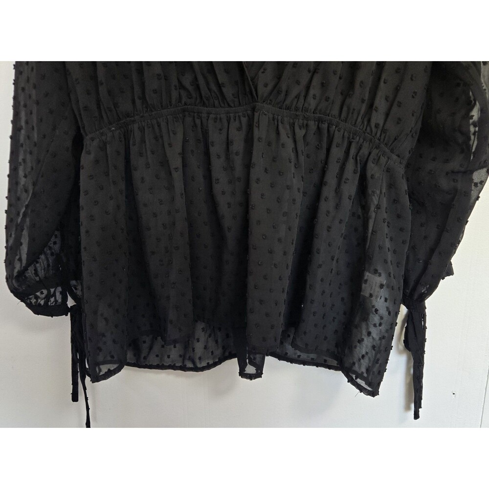 VTG Haute Curve Blouse Womens 2XL Babydoll Black Goth Sheer Whimsigoth Witchy - Picture 3 of 8